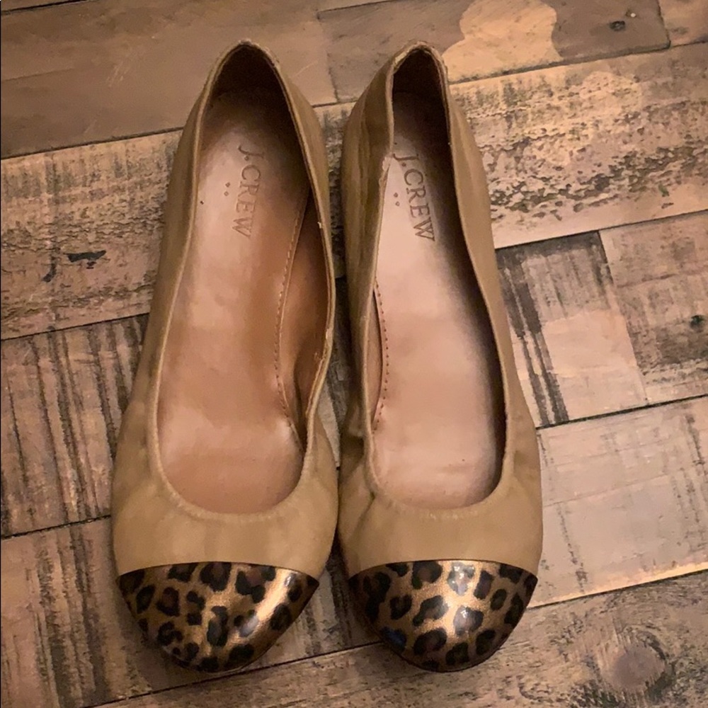J. Crew leather flats with leopard detail sz 7